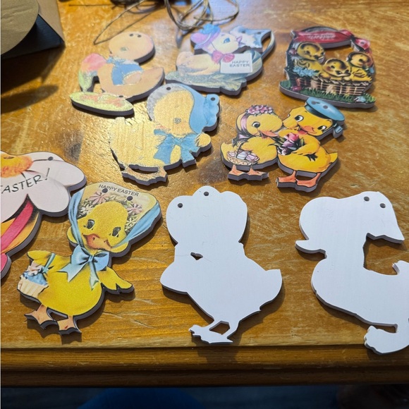 Set of 9 Vintage Easter Duck Cutouts- string included for hanging!!! - Picture 2 of 2